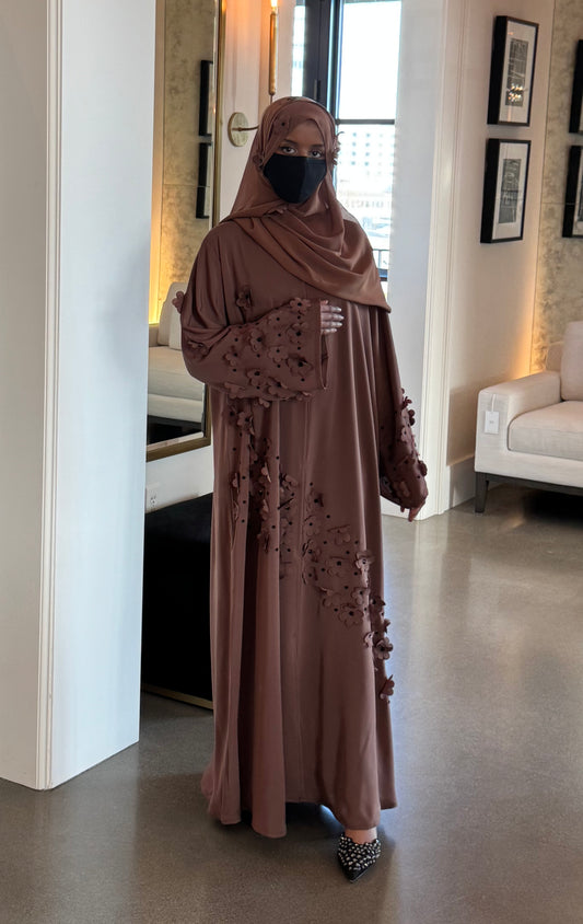 Flower Abaya Brown