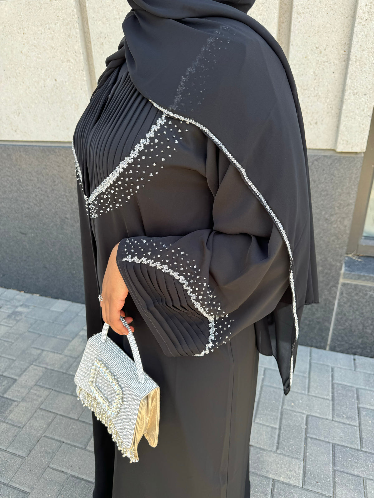Black with Silver Abaya