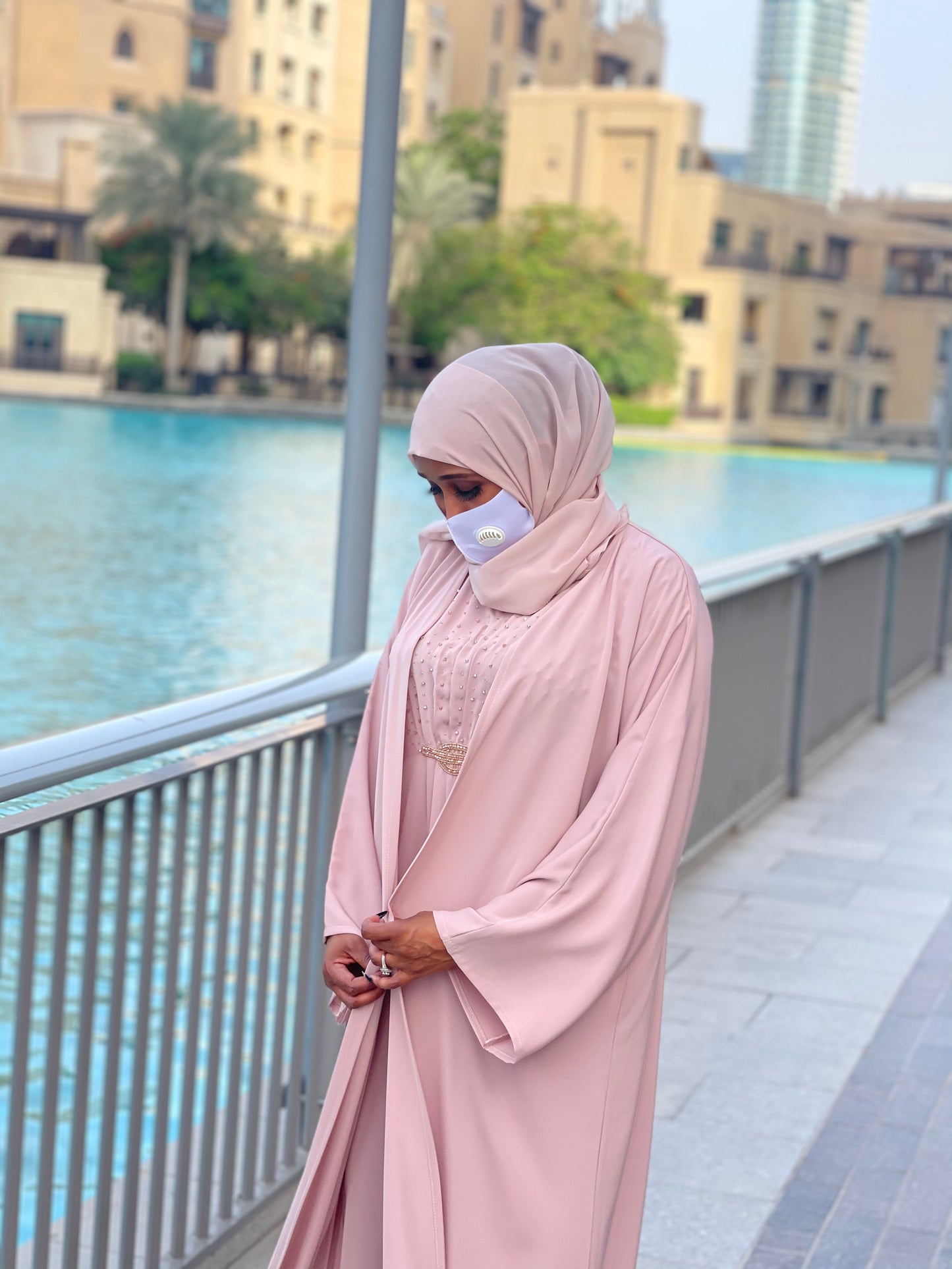 Safali Two Piece Abaya Blush Pink
