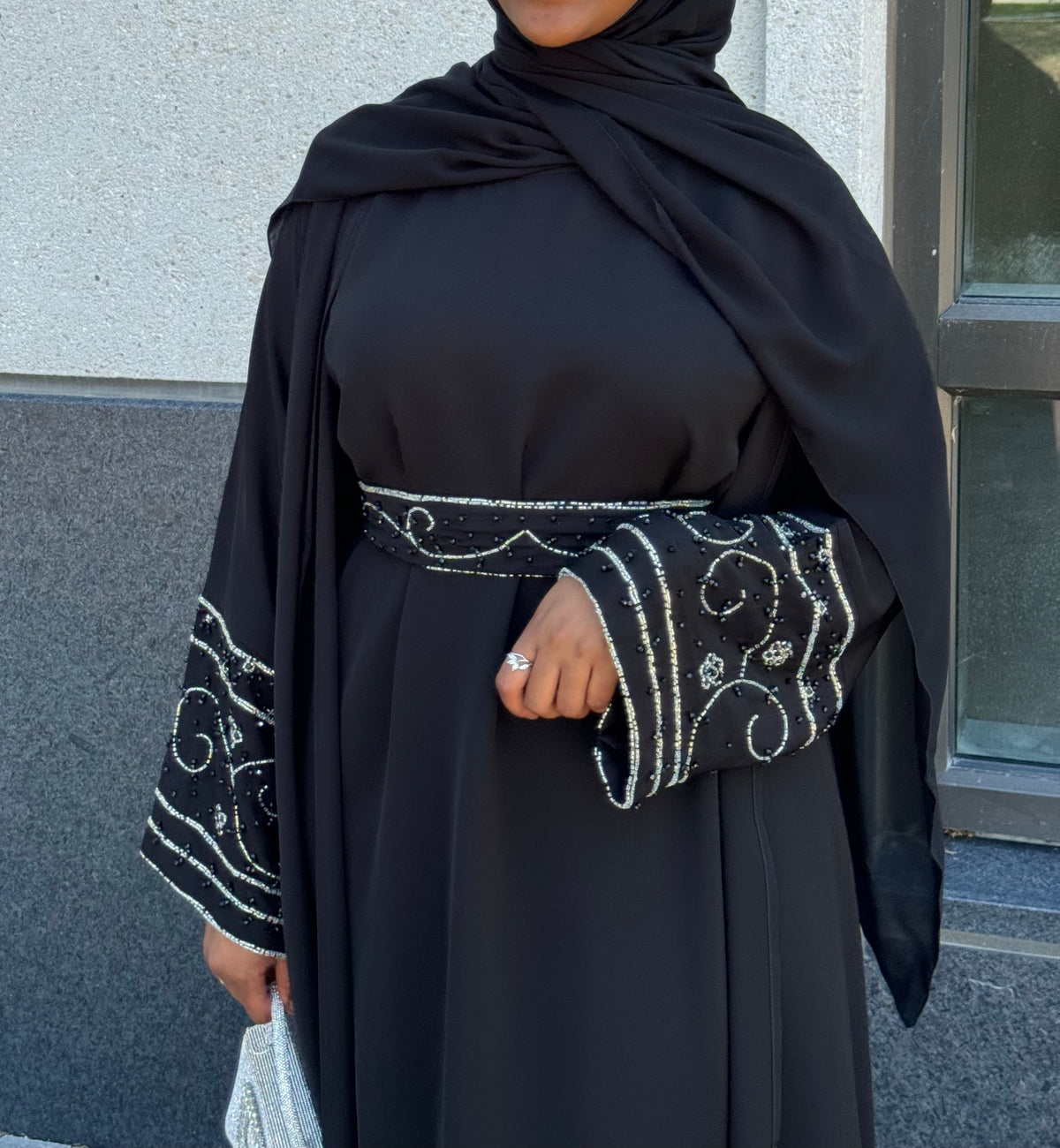 Two Piece with Belt Black Abaya