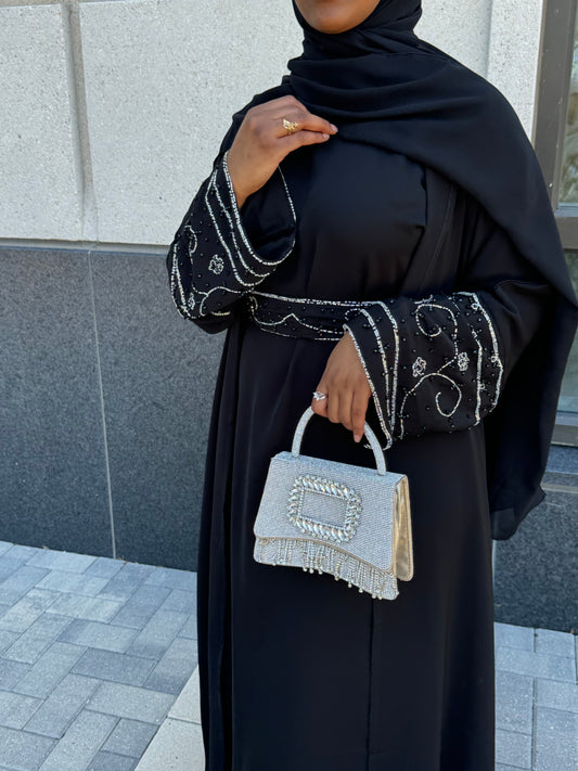 Two Piece with Belt Black Abaya