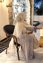 Load image into Gallery viewer, Printed Chiffon Abaya- White/Blue
