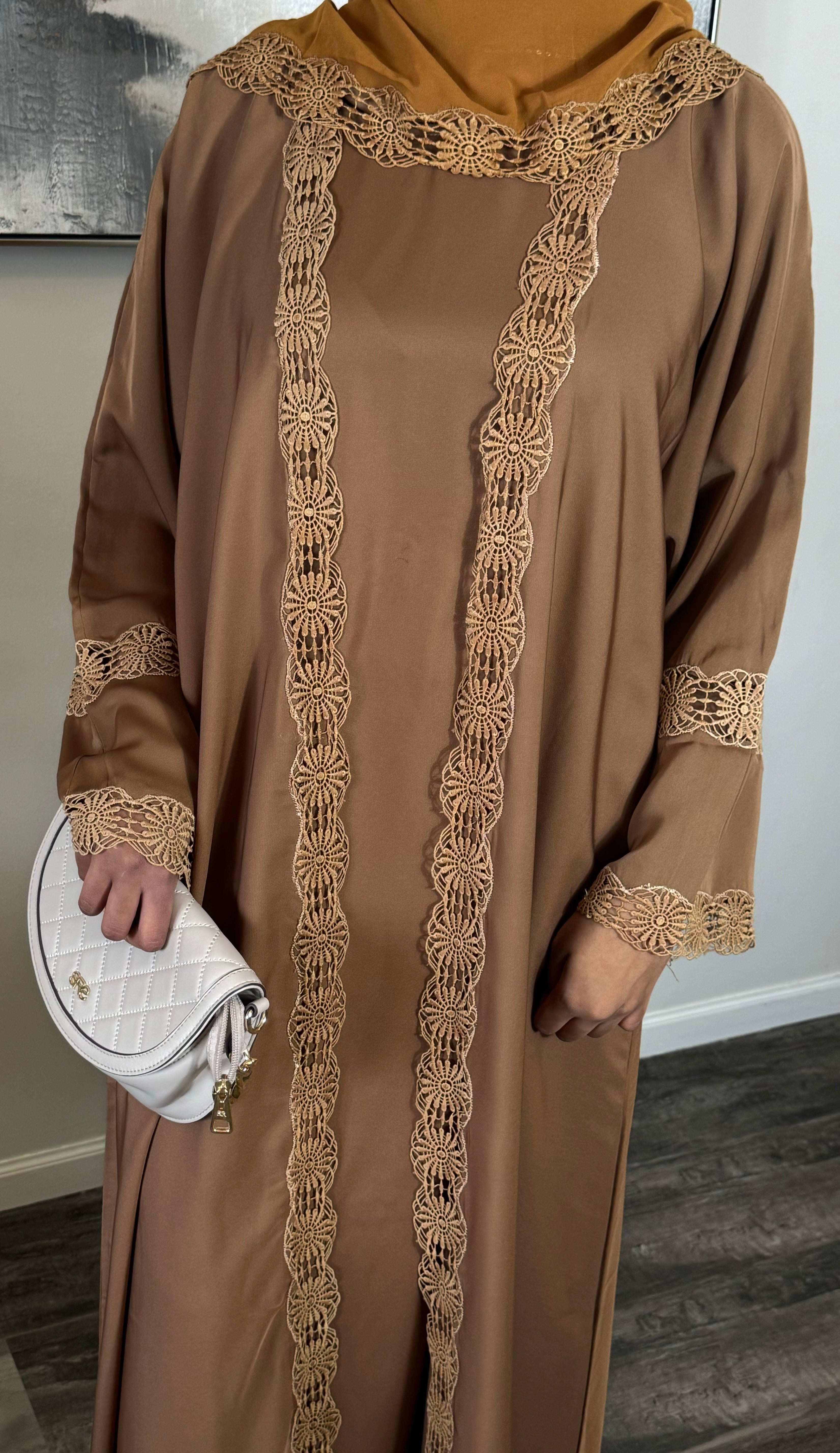 Brown Lace Abaya