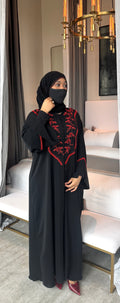 Abirar Black with Red Abaya
