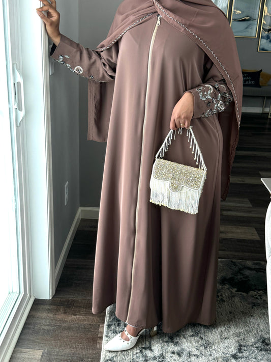 Brown Zipped Abaya