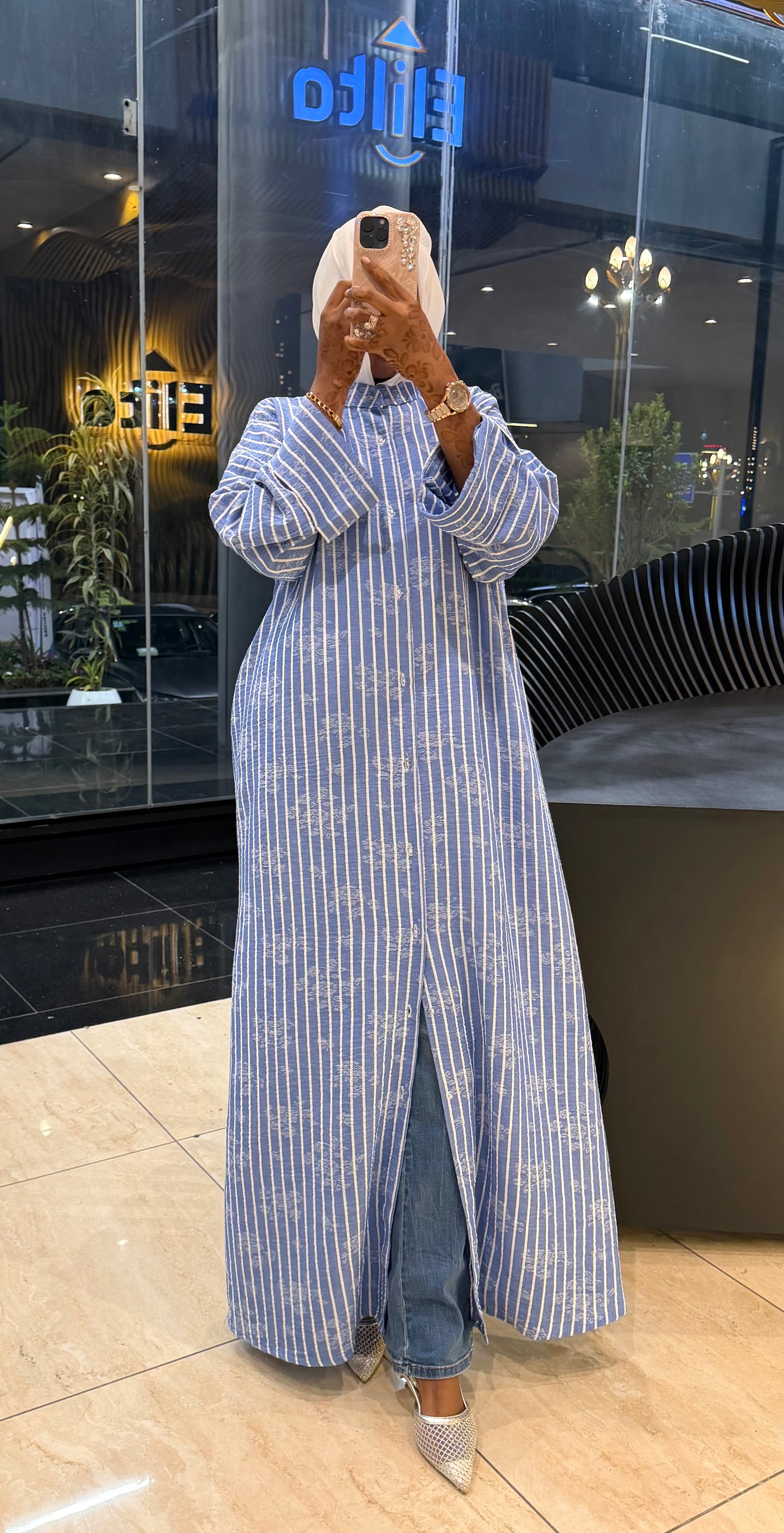 Stripped Shirt Dress Blue