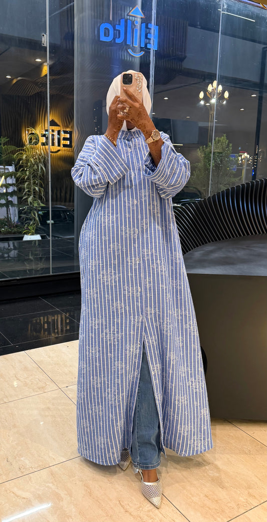 Stripped Shirt Dress Blue