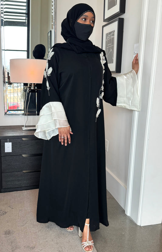 Haran Black with White Abaya