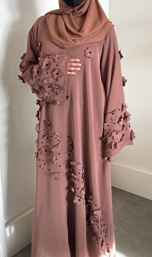 Flower Abaya Brown