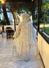 Load image into Gallery viewer, Printed Chiffon Abaya-Blue/Mint
