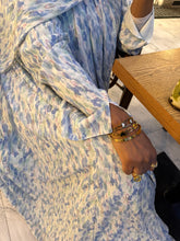 Load image into Gallery viewer, Printed Chiffon Abaya-Blue/Mint
