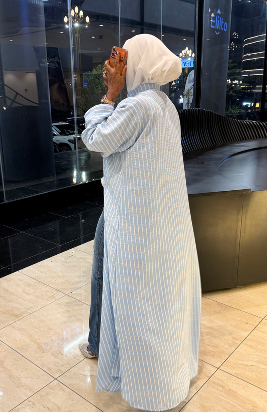 Stripped Shirt Dress Light Blue