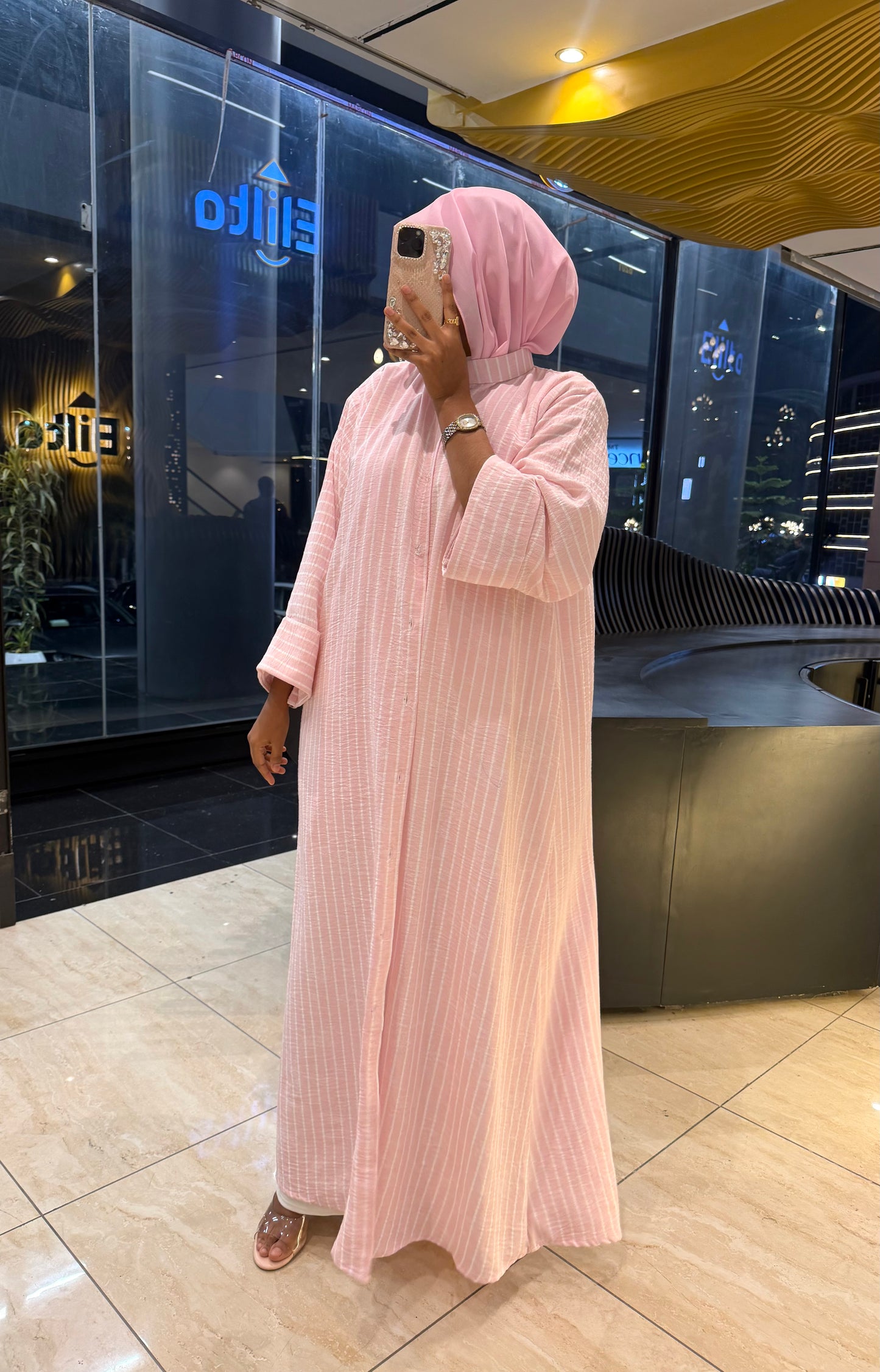 Stripped Shirt Dress Light Pink
