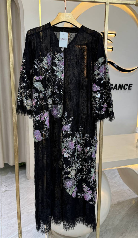 Luxury Lace Black Abaya