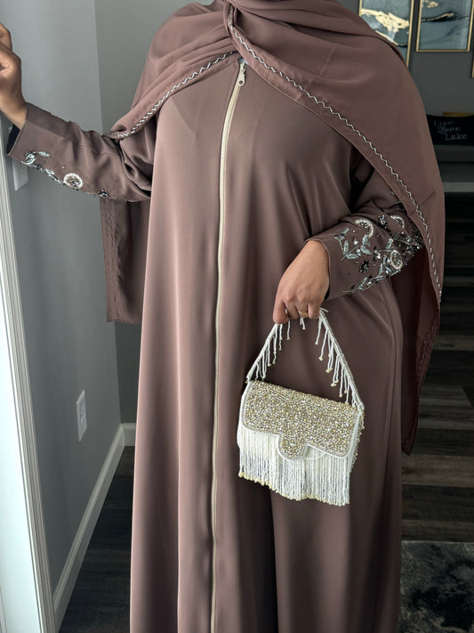 Brown Zipped Abaya