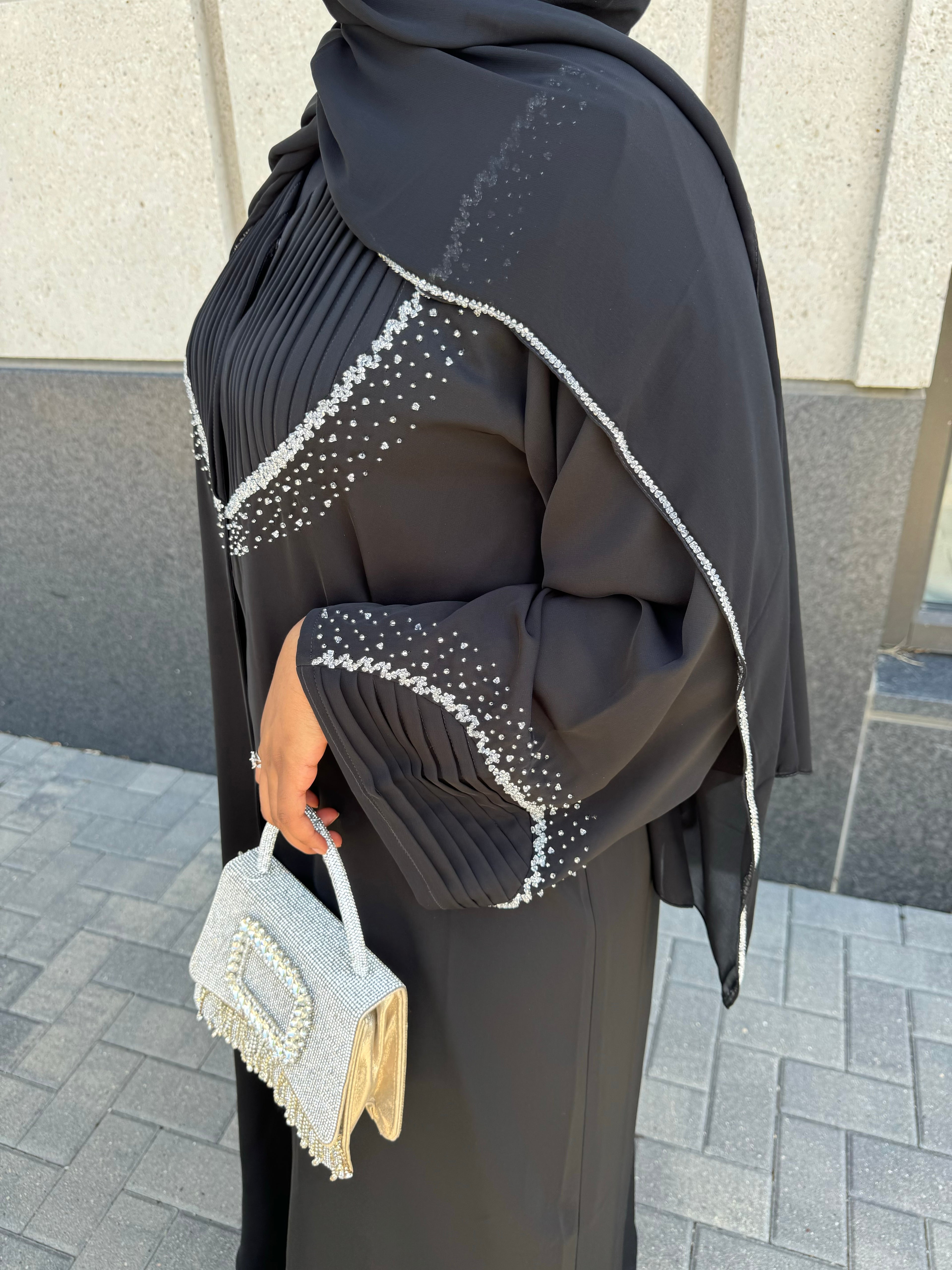 Black with Silver Abaya