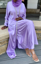 Load image into Gallery viewer, Light Purple Two Piece Satin Abaya
