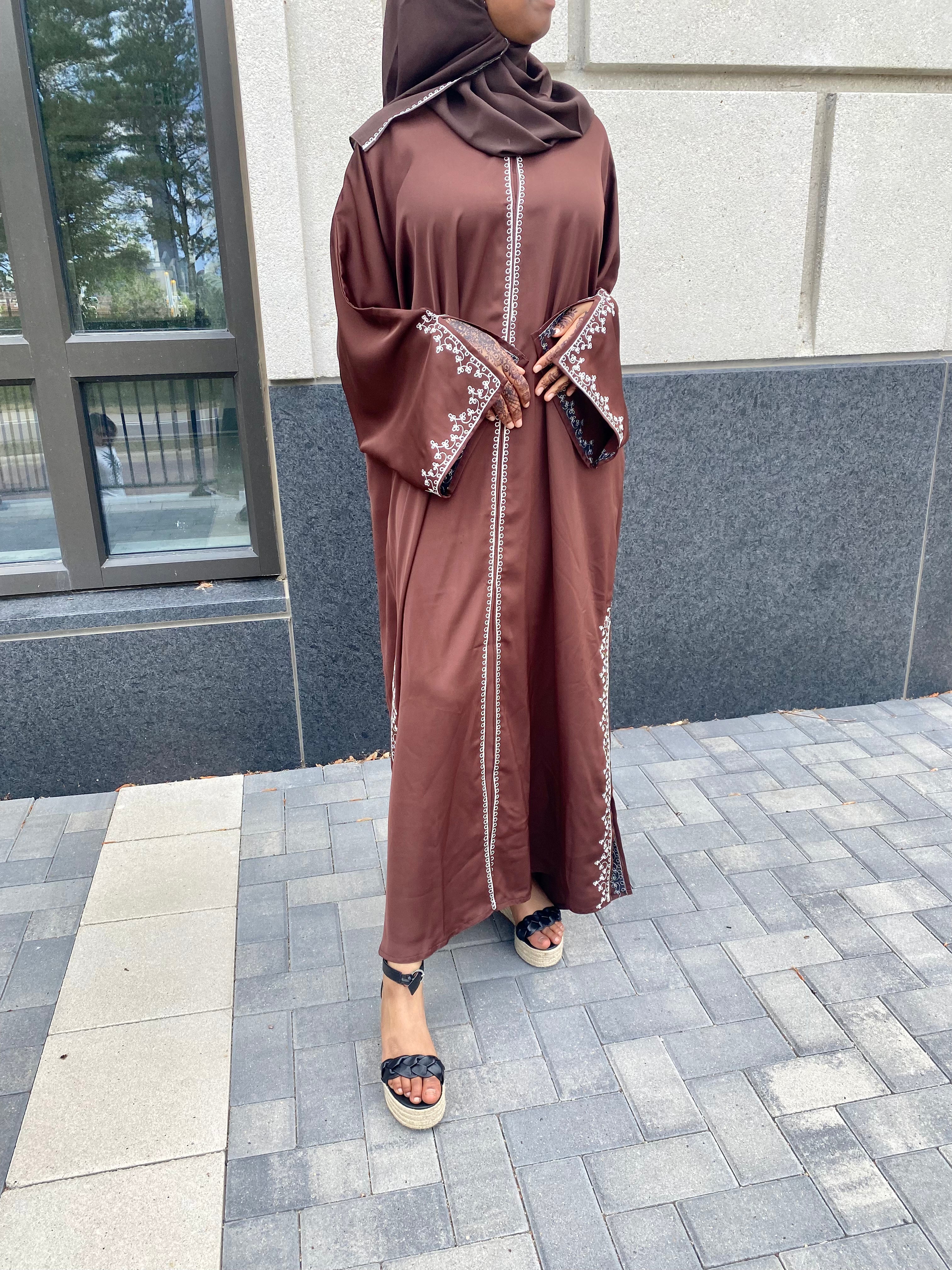 Embroidered Brown Abaya
