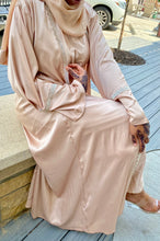 Load image into Gallery viewer, Beige Two Piece Satin Abaya
