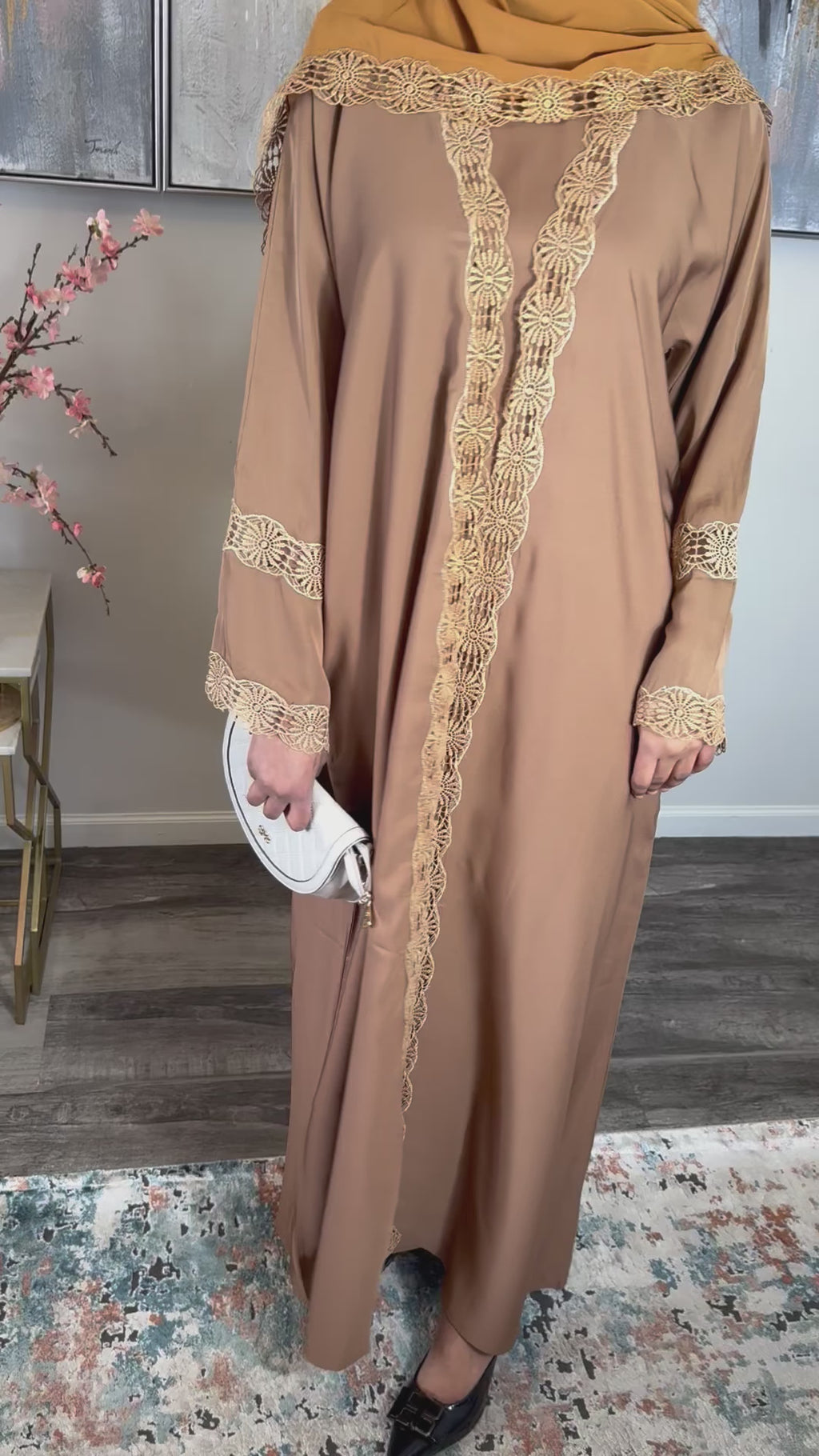 Brown Lace Abaya