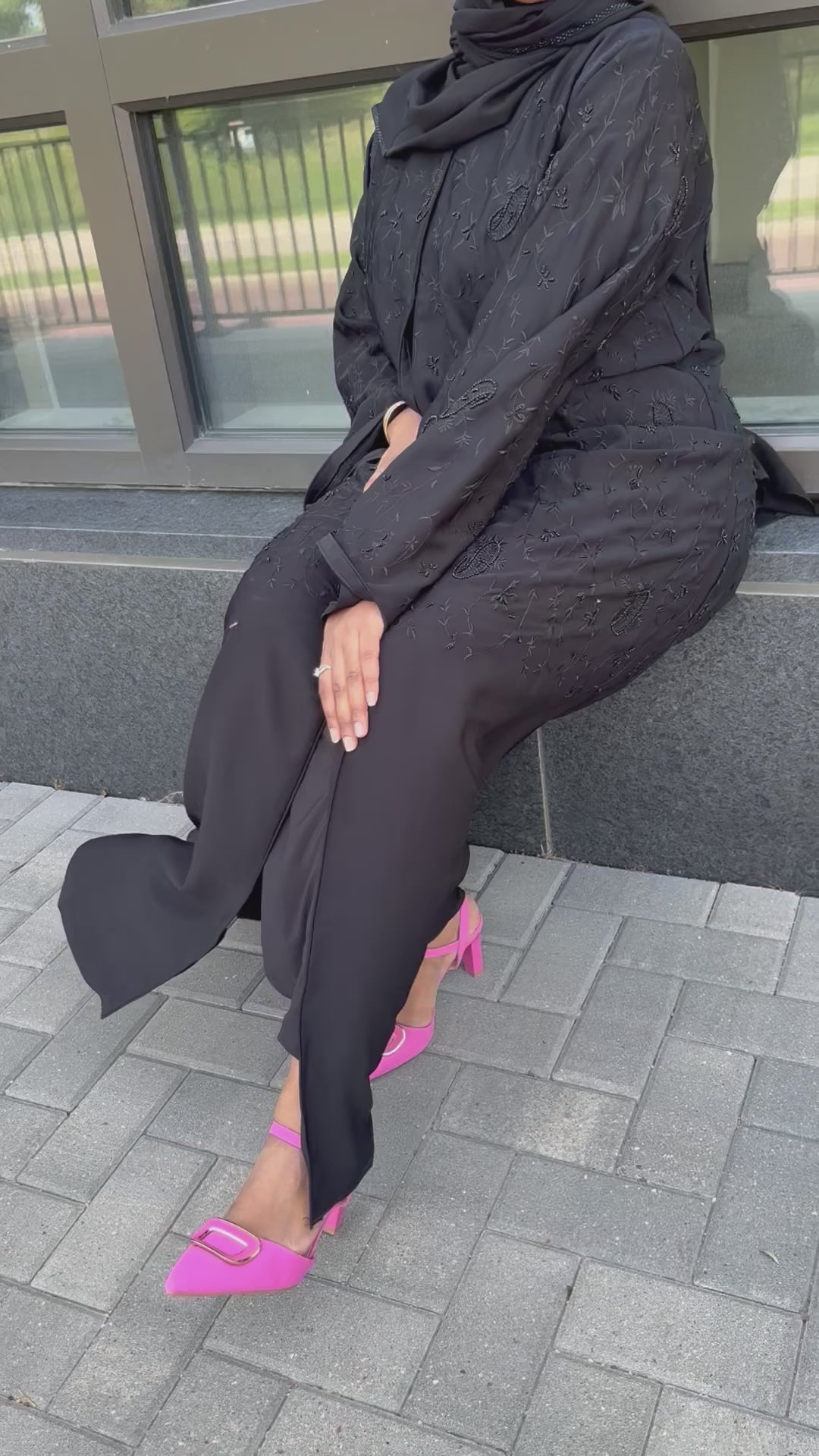 Arka Black on Black Abaya