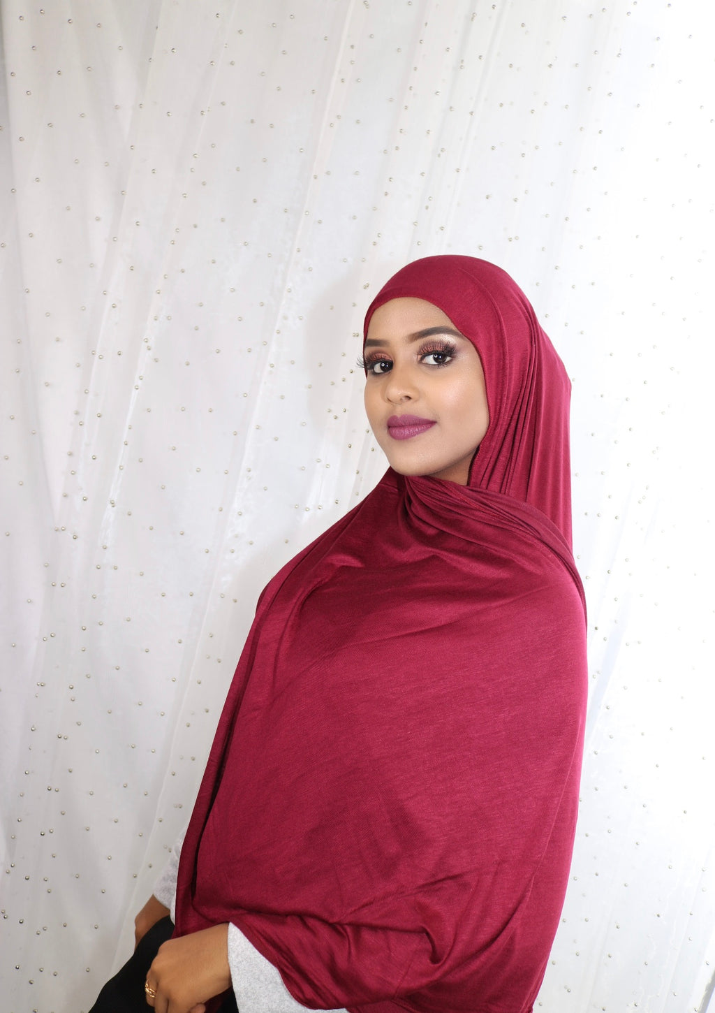 Burgundy-Jersey Hijab