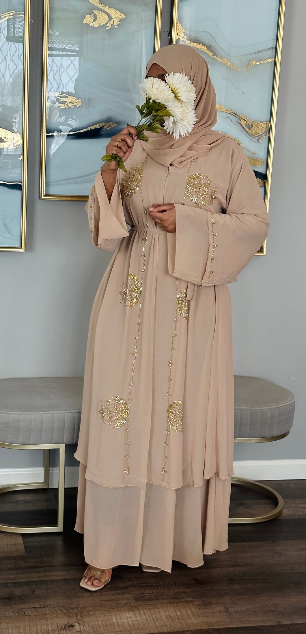 Double chiffon Abaya