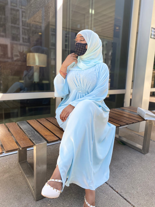 Safali Two Piece Abaya Sky Blue