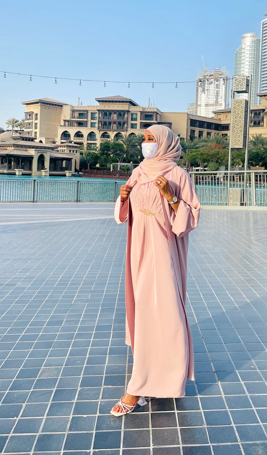 Safali Two Piece Abaya Blush Pink