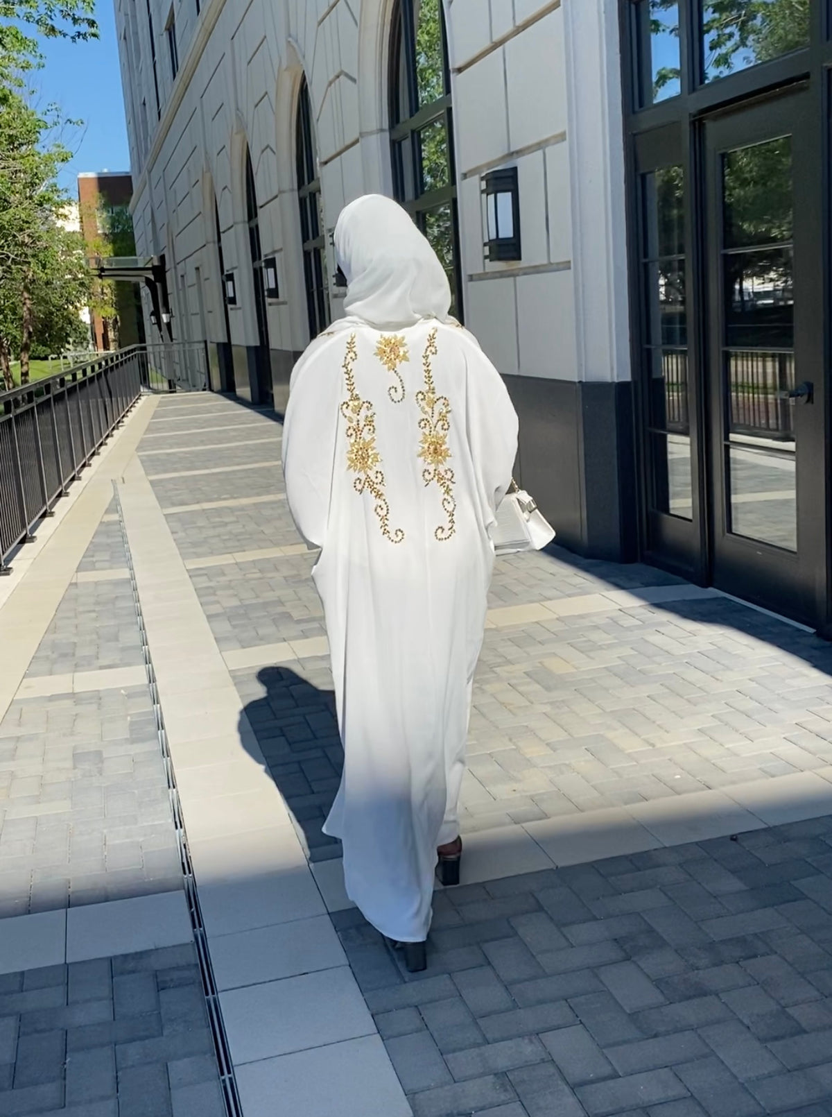 Baharin Beaded Abaya White