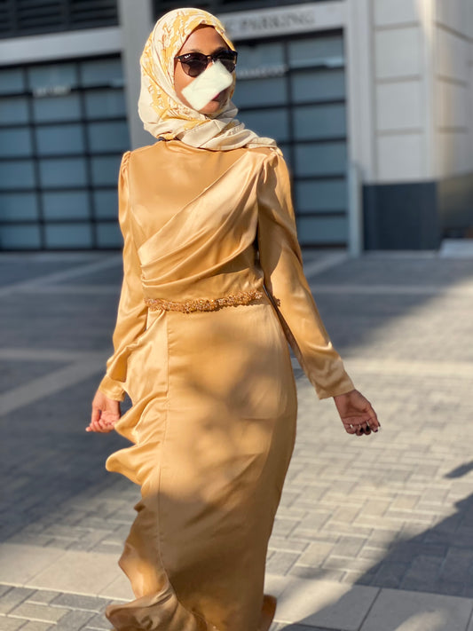 Nanbooni Satin Dress Gold