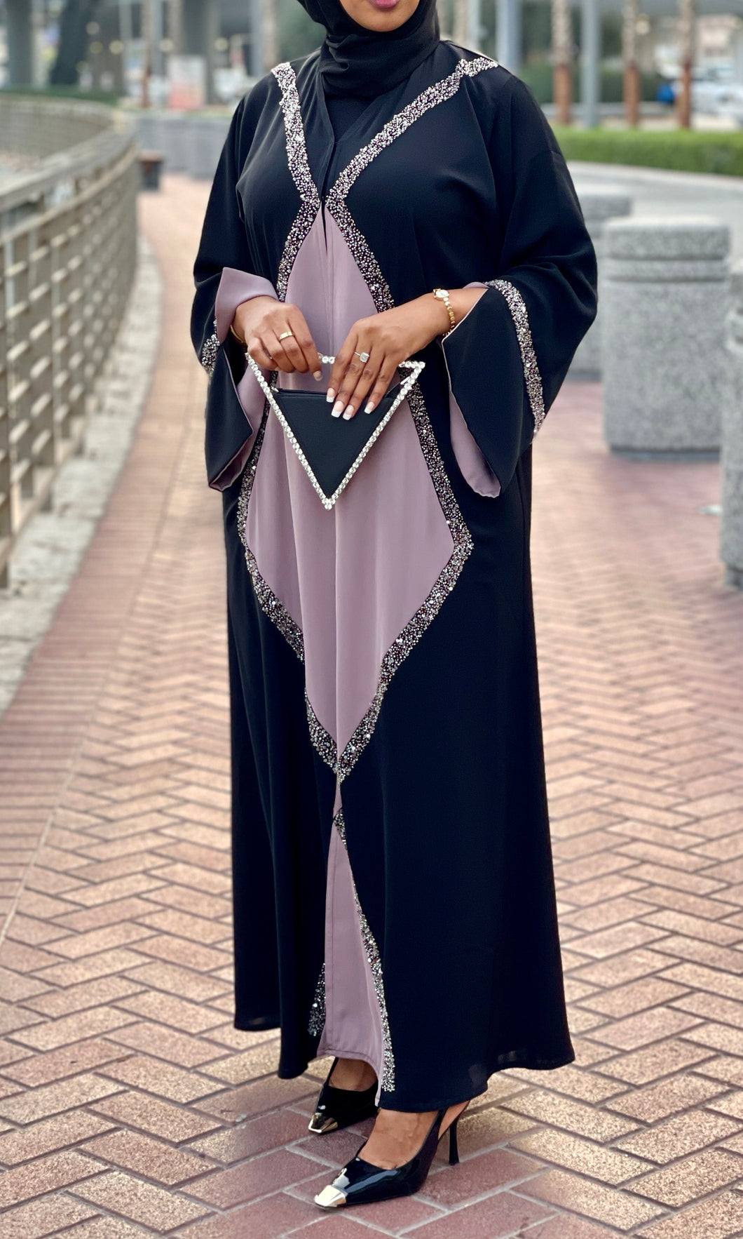 Black and Lavender Abaya