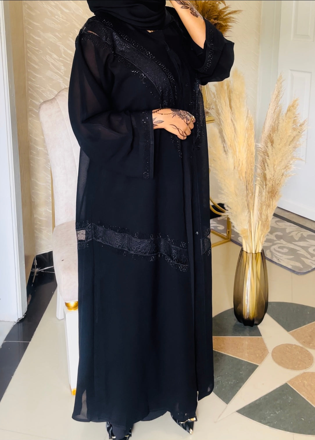Black Open Abaya