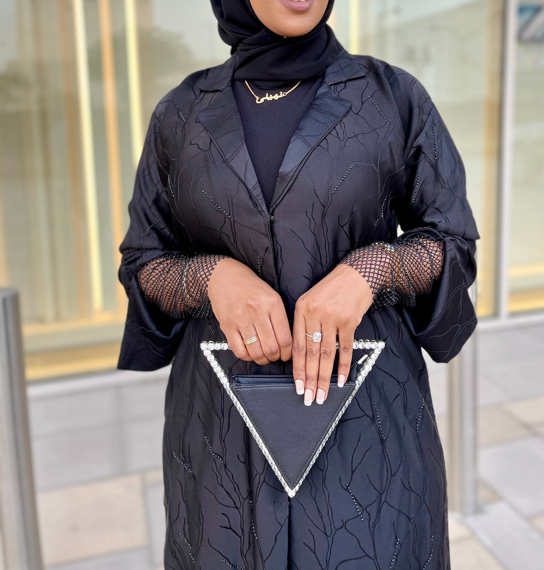 Black Abaya with Lace Sleeves