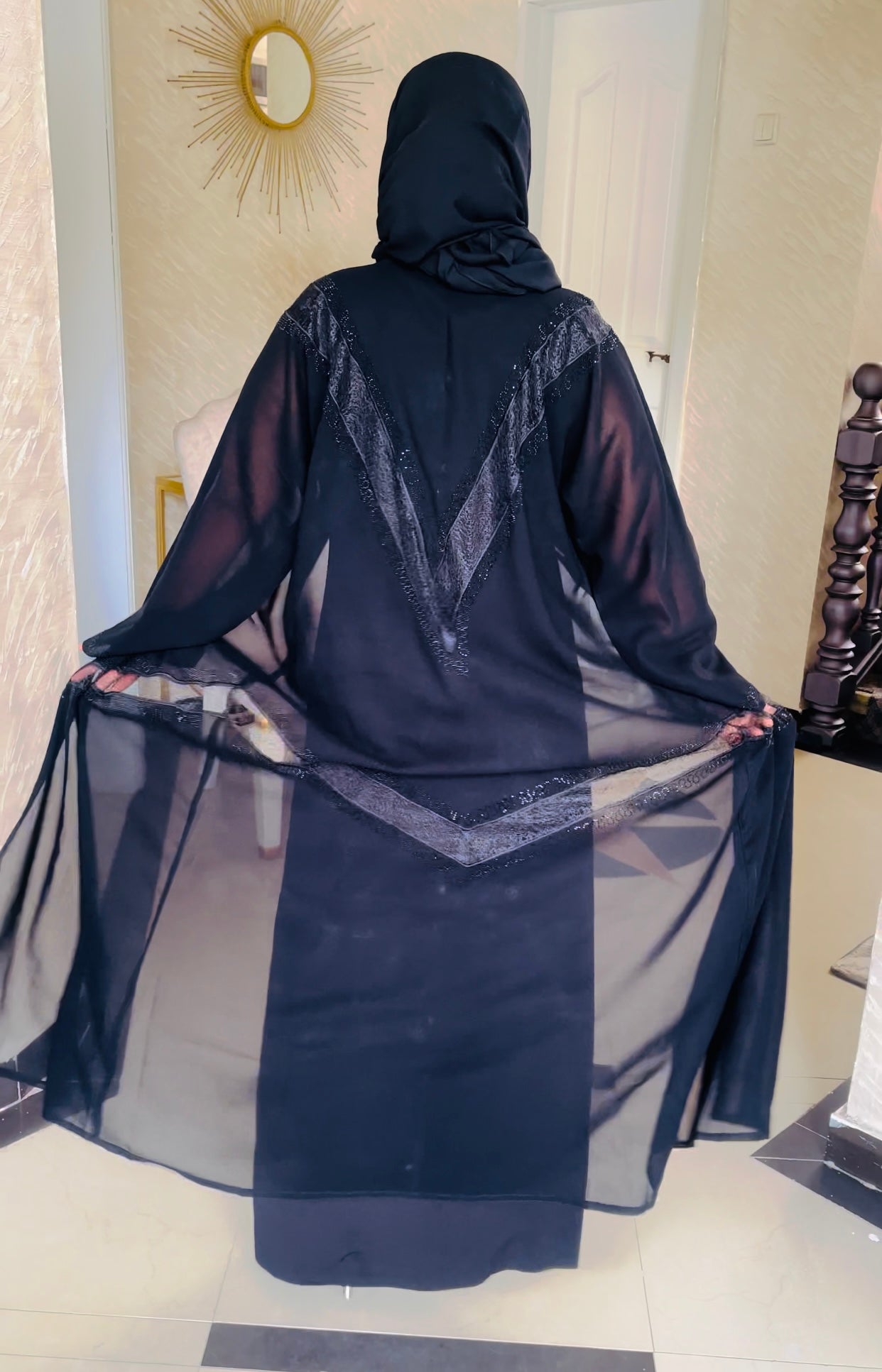Black Open Abaya