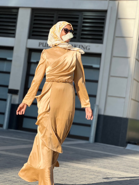 Nanbooni Satin Dress Gold