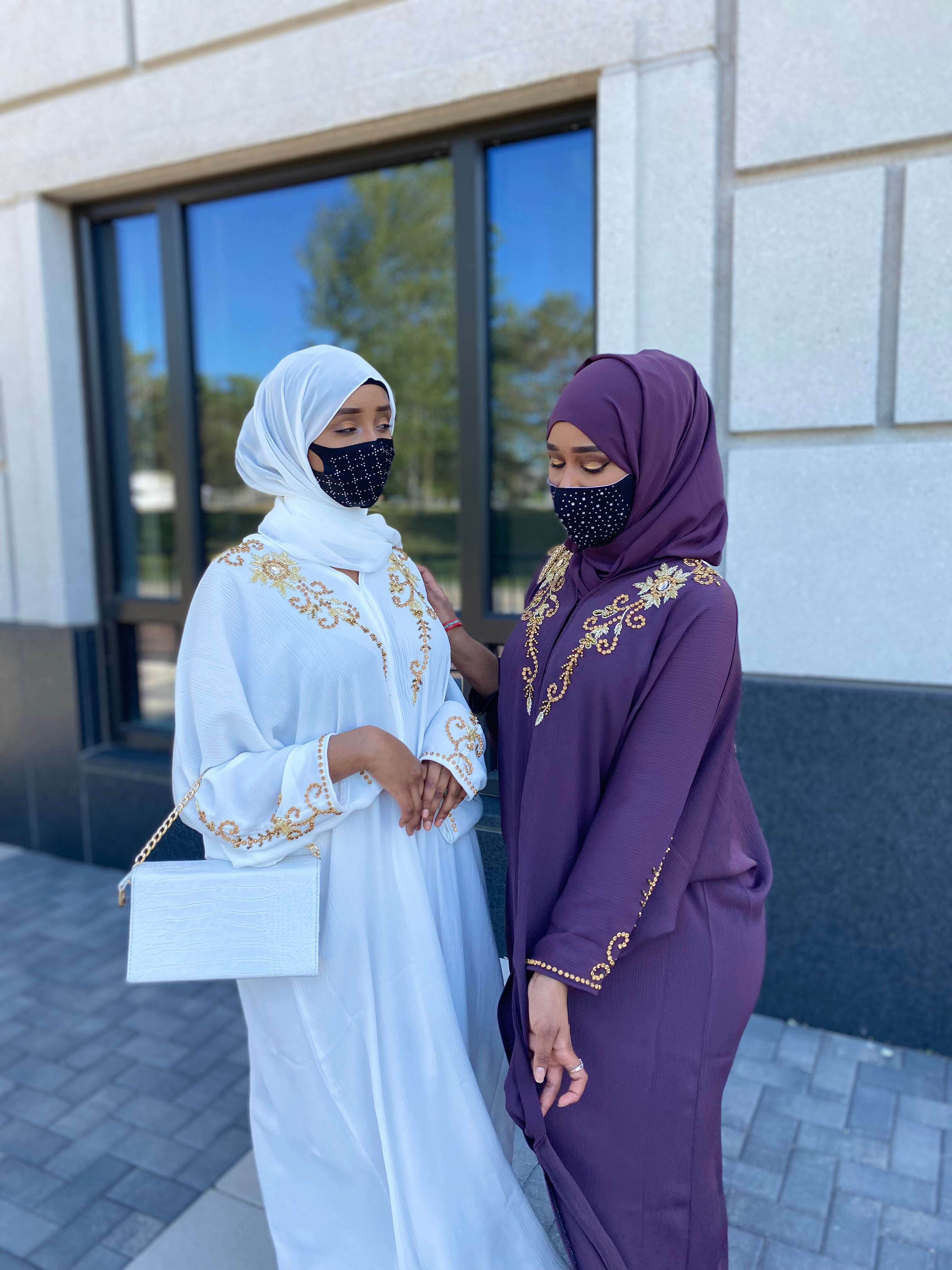Baharin Beaded Abaya Dark Plum