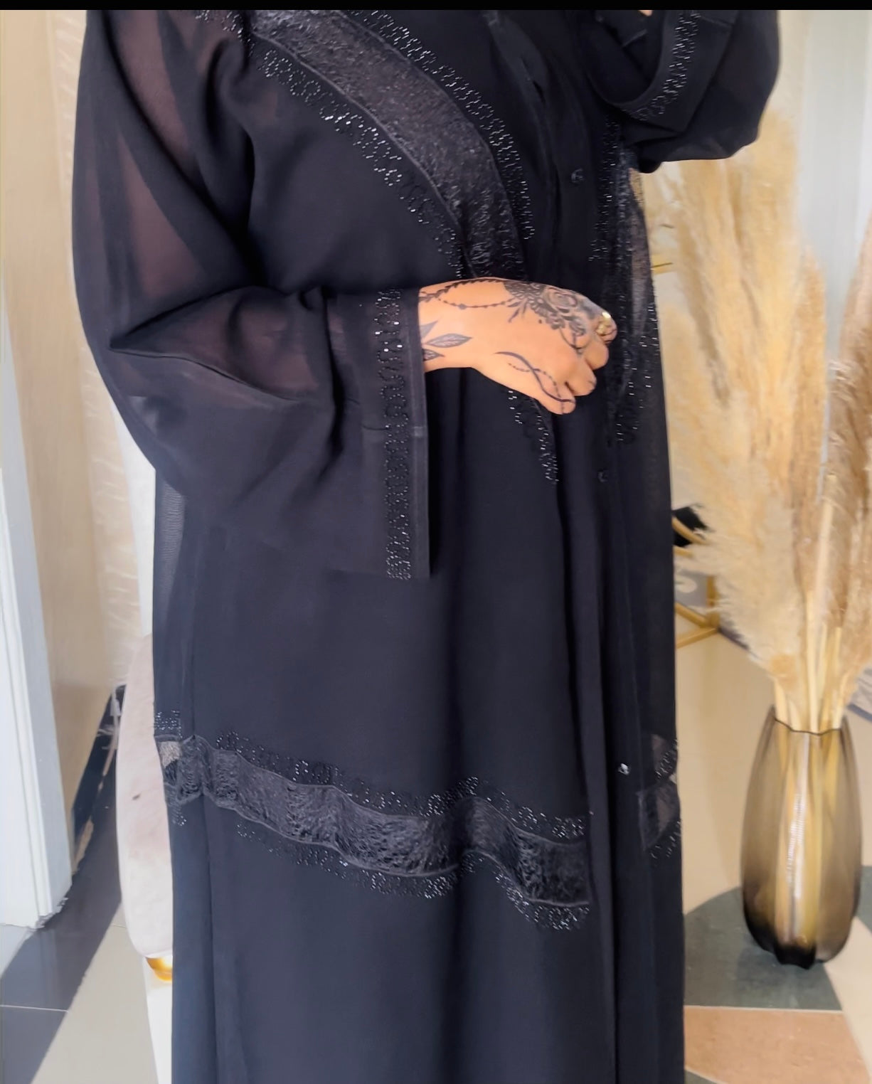 Black Open Abaya