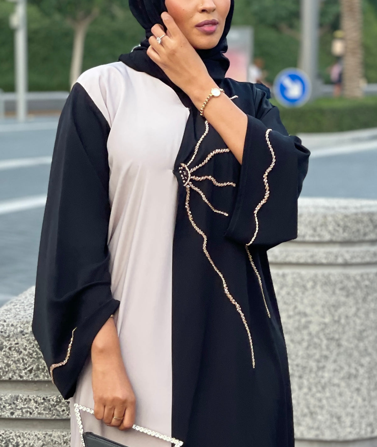Black and Beige Abaya