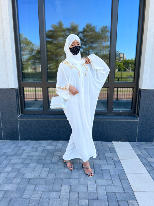 Baharin Beaded Abaya White